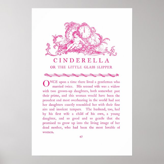 Libro de cuentos de hadas Cenicienta Póster Rosa (Frente)