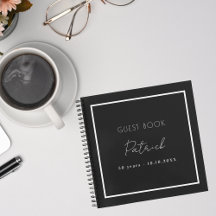 libro de cumpleaños nombre blanco negro simple