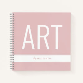 Libro de esbozo de dibujo rosa con nombre