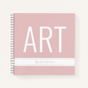 Libro de esbozo de dibujo rosa con nombre
