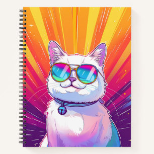 Libro de esbozo de gafas de sol para gato blanco