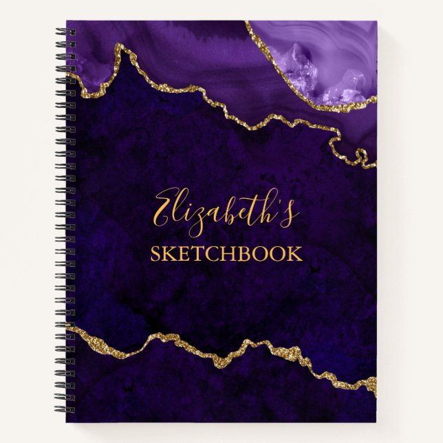 Libro de esbozo de Geode Agble Purple Gold Marble (Anverso)