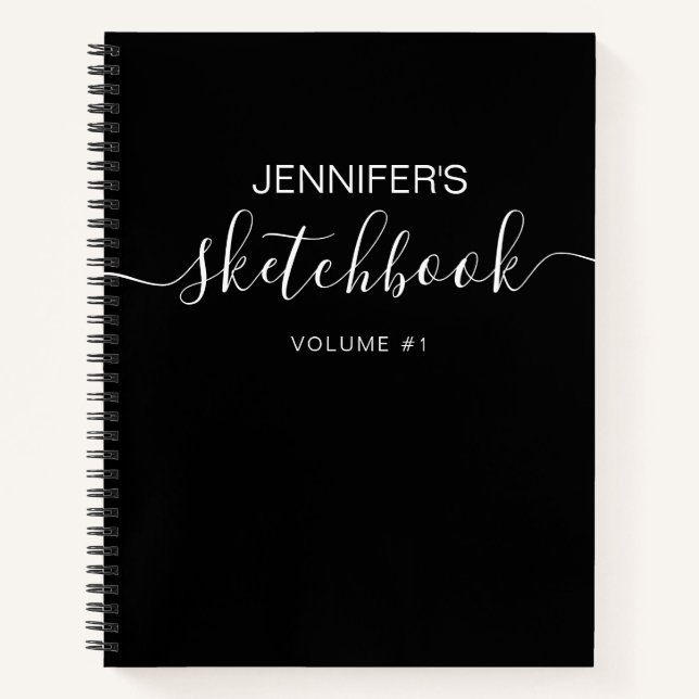 Libro de esbozo personalizado de blanco negro tu n (Anverso)