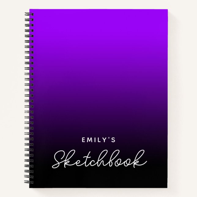 Libro de esbozo personalizado de color negro viole (Anverso)