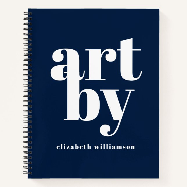 Libro de esbozo personalizado de Navy Blue White (Anverso)
