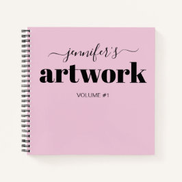 Libro de esbozo personalizado rosa negro tu nombre