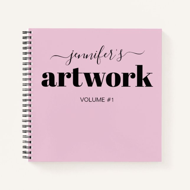 Libro de esbozo personalizado rosa negro tu nombre (Anverso)