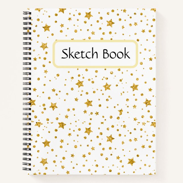 Libro de esbozos de estrellas celestes de oro y bl (Anverso)