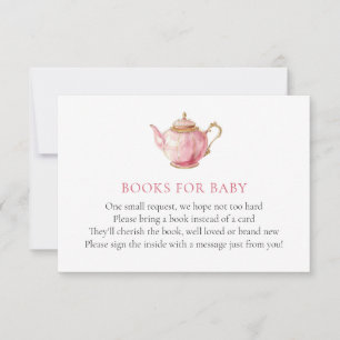 Libro de fiesta de té rosa para tarjeta de bebé