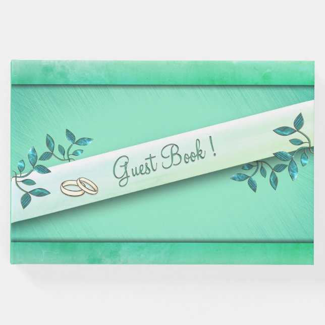 Libro de firmas Chic Sea Green con anillos (Anverso)