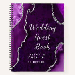 Libro de firmas de boda Ágata Púrpura y Plata