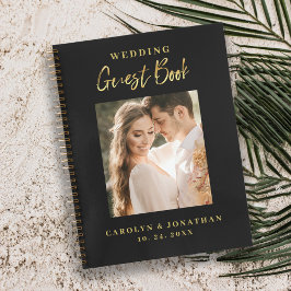 Libro de firmas de boda con elegante escritura en