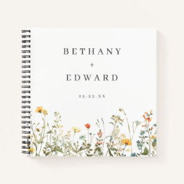 Libro de firmas de boda con flores silvestres
