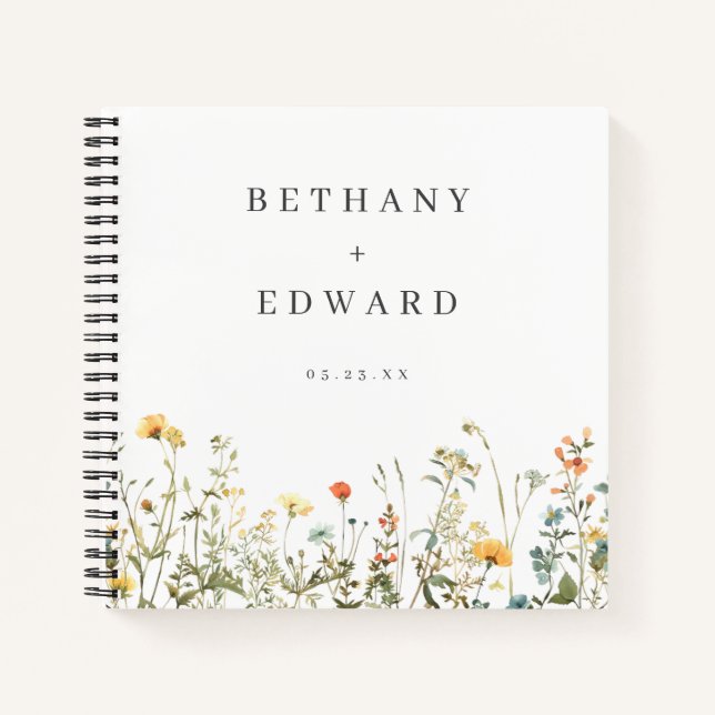 Libro de firmas de boda con flores silvestres (Anverso)