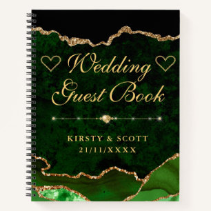 Libro de firmas de boda de ágata con brillo falso