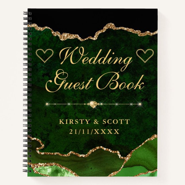 Libro de firmas de boda de ágata con brillo falso  (Anverso)