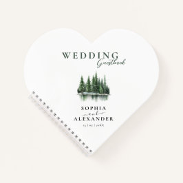 Libro de firmas de boda de bosque de pino invernal