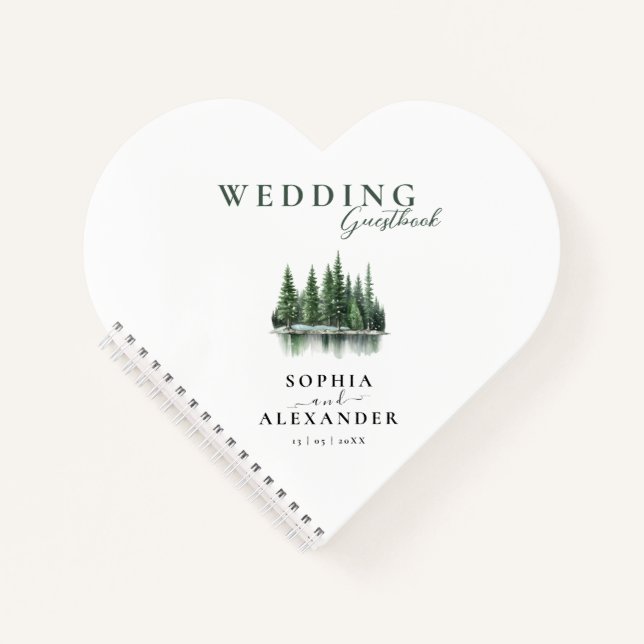 Libro de firmas de boda de bosque de pino invernal (Anverso)