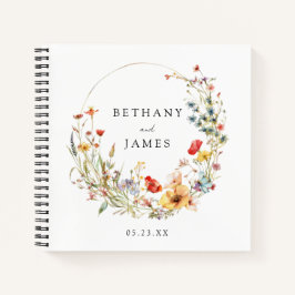 Libro de firmas de boda de cuento de hadas con flo