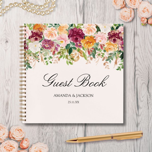 Libro de firmas de boda de jardín de rosas con acu (In situ)