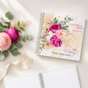 Libro de firmas de fotos de boda con toque de colo