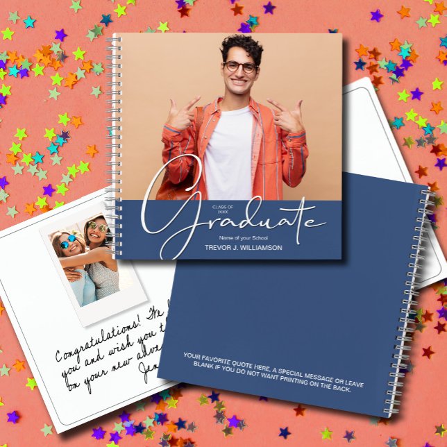 Libro de firmas de fotos instantáneas de graduació (CHOOSE your page style, spine color, soft or hard cover and add a personal message on the back.
)