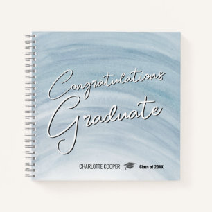 Libro de firmas de graduación Azul Elegante