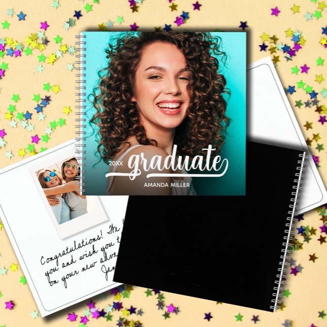 Libro de Firmas de Graduación con Fotos Modernas (Photo graduation party keepsake guest book, write a  message to the grad, even add  instant photos.)