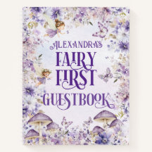 Libro de firmas de hadas florales púrpuras de lujo