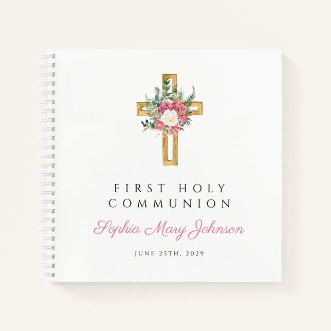 Libro de firmas de niña de Primera Comunión Cruz F (Anverso)