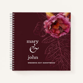 Libro de firmas de otoño boho rosa borgoña tracerí