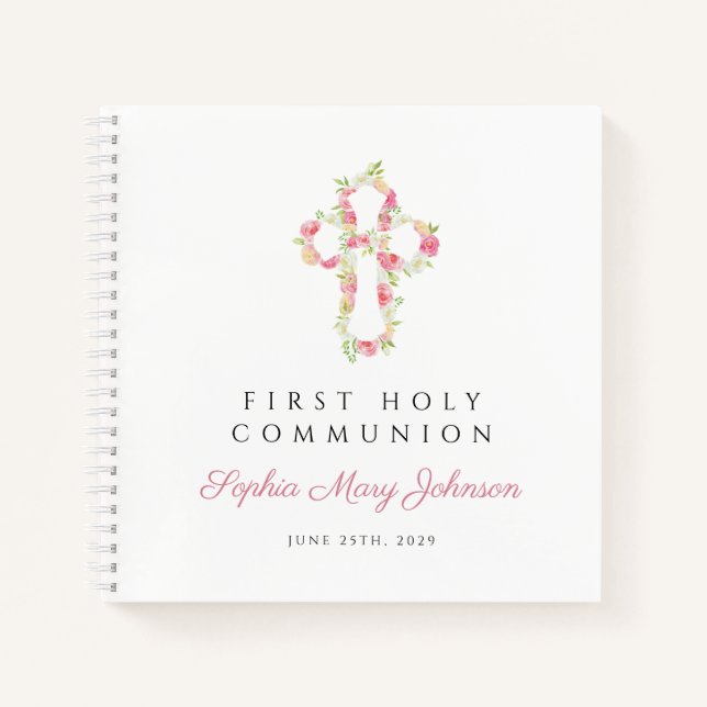Libro de firmas de Primera Comunión Cruz Floral Ro (Anverso)