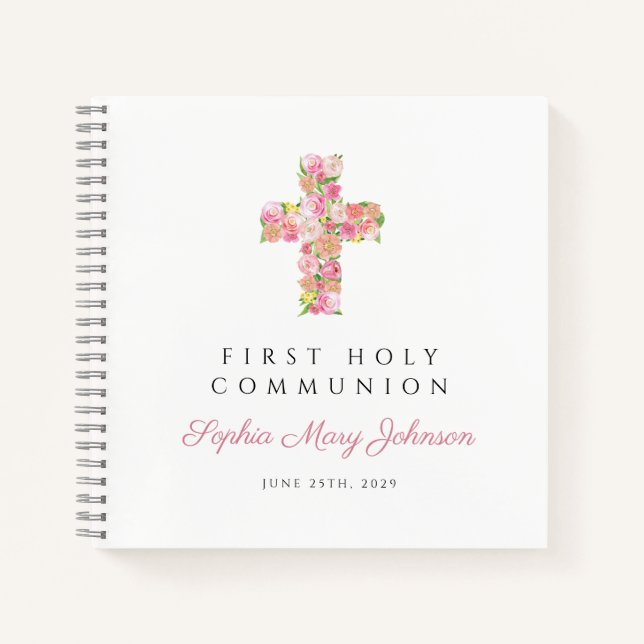 Libro de firmas de Primera Comunión Cruz Floral Ro (Anverso)