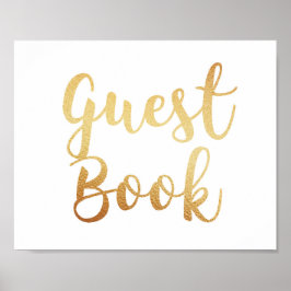 Libro de firmas dorado signo. Póster de boda. Efec