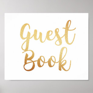 Libro de firmas dorado signo. Póster de boda. Efec