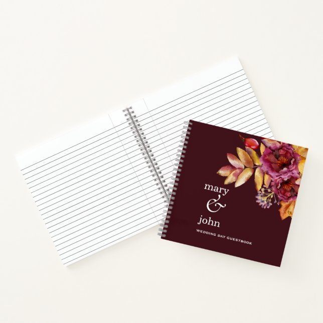 Libro de firmas Otoño Boho Rosa de Borgoña (Interior)