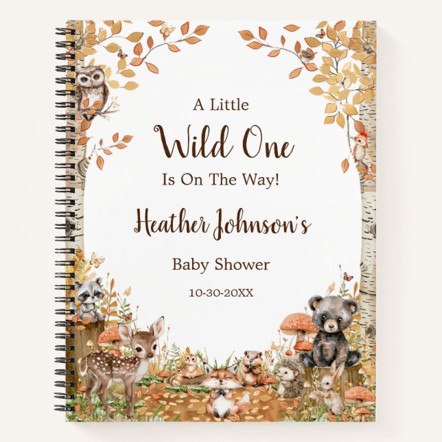 Libro de firmas para baby shower de bosque rústico (Anverso)