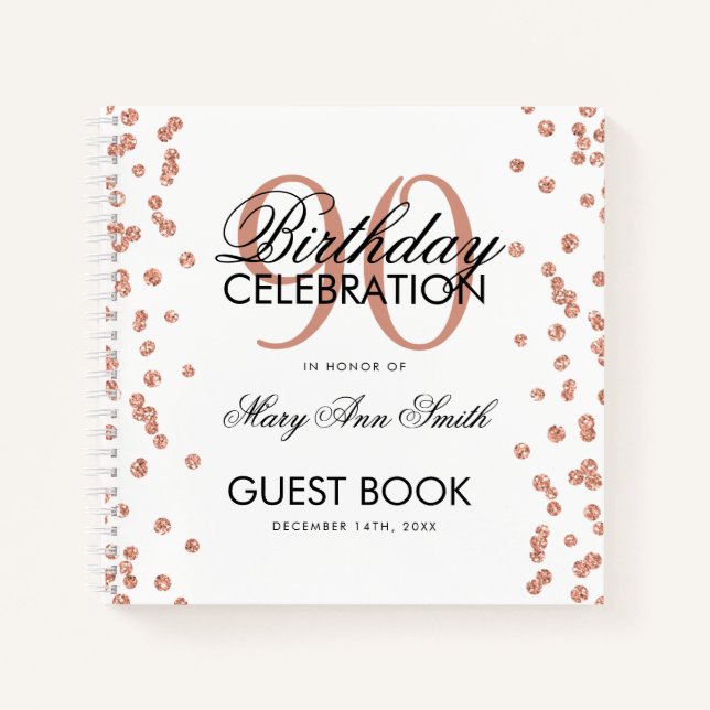 Libro de firmas para cumpleaños 90 de Rose Gold Co (Anverso)