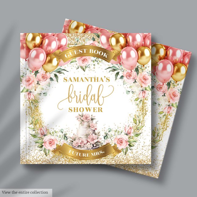 Libro de firmas para invitados Chic Pink Gold Brid (Chic Pink Gold Bridal Shower Sign-In Guest Book)