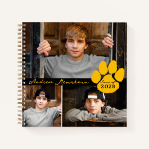 Libro de graduación de Black & Gold 3 Photo Paw