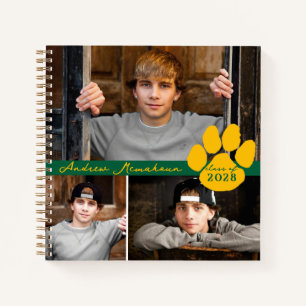 Libro de graduación de Green & Gold 3 Photo Paw