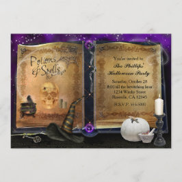 LIBRO DE HECHIZOS MÁGICOS Invitación de Bruja de H