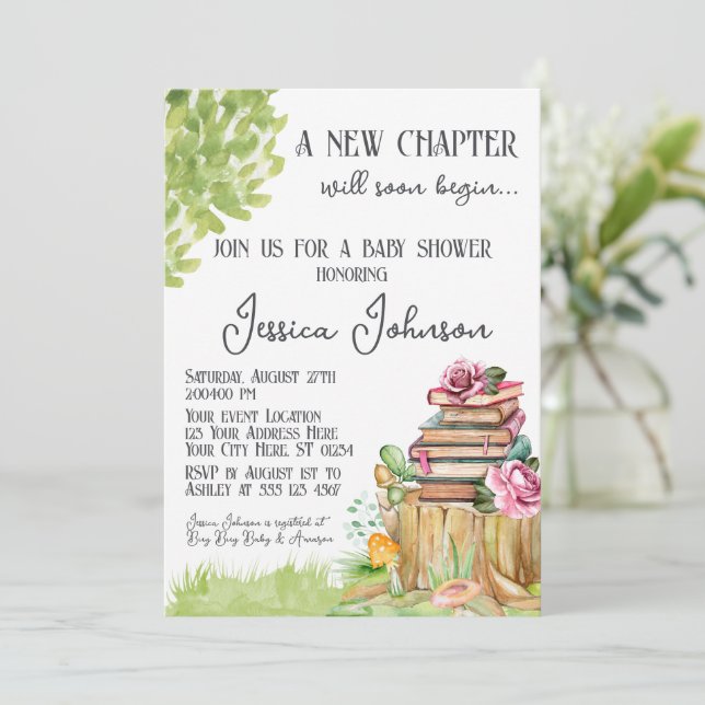 Libro de historias Invitación a Baby Shower Nuevo  (Anverso de pie)