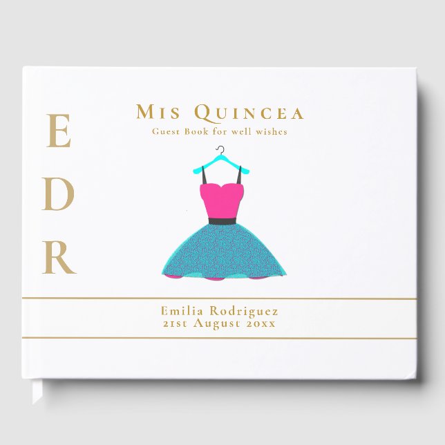 LIBRO DE INVITACIÓN DE VESTIGO DE Mis Quince Quinc (Anverso)