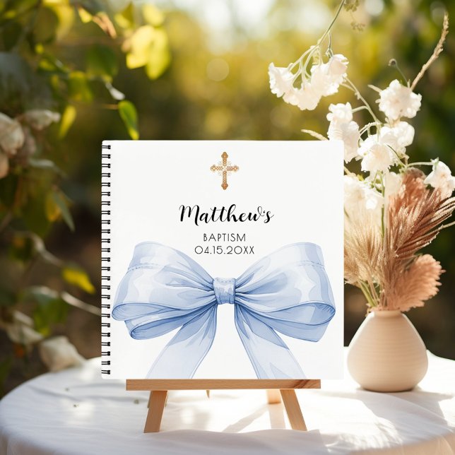 Libro de invitado Baptism blue bow boy (Subido por el creador)