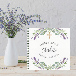 Libro de invitado Baptism lavender violet eucalipt