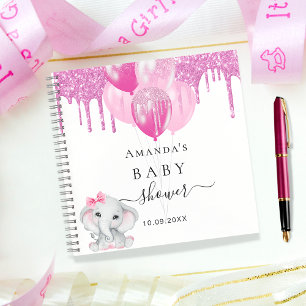 Libro de invitado bebé ducha elefante chica globos