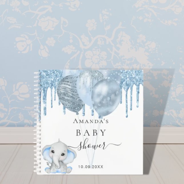 Libro de invitado bebé ducha globos de elefante az (Subido por el creador)