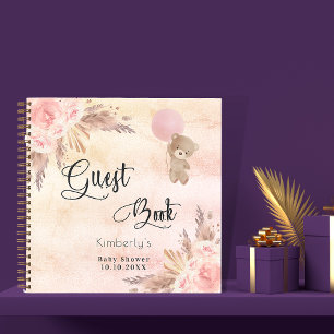 Libro de invitado chica de ducha de bebé teddy pam