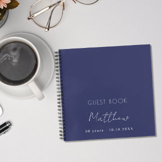 libro de invitado cumpleaños nombre blanco azul ma